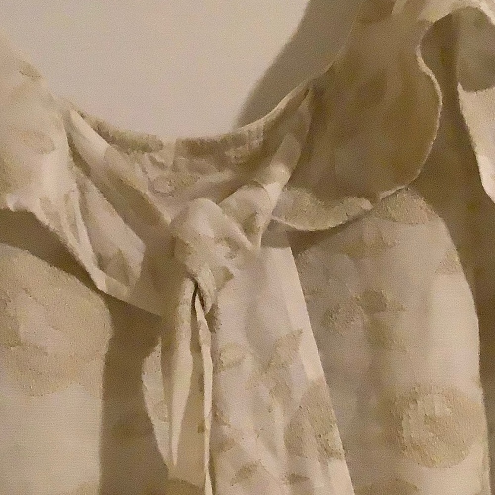 Sezane Cream Floral Tie Back Ruffle Blouse Size 42. - Picture 6 of 6